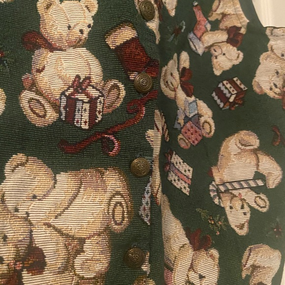 Vintage Tapestry Teddy Bear Christmas Vest by White Stag X-Large - Picture 5 of 8